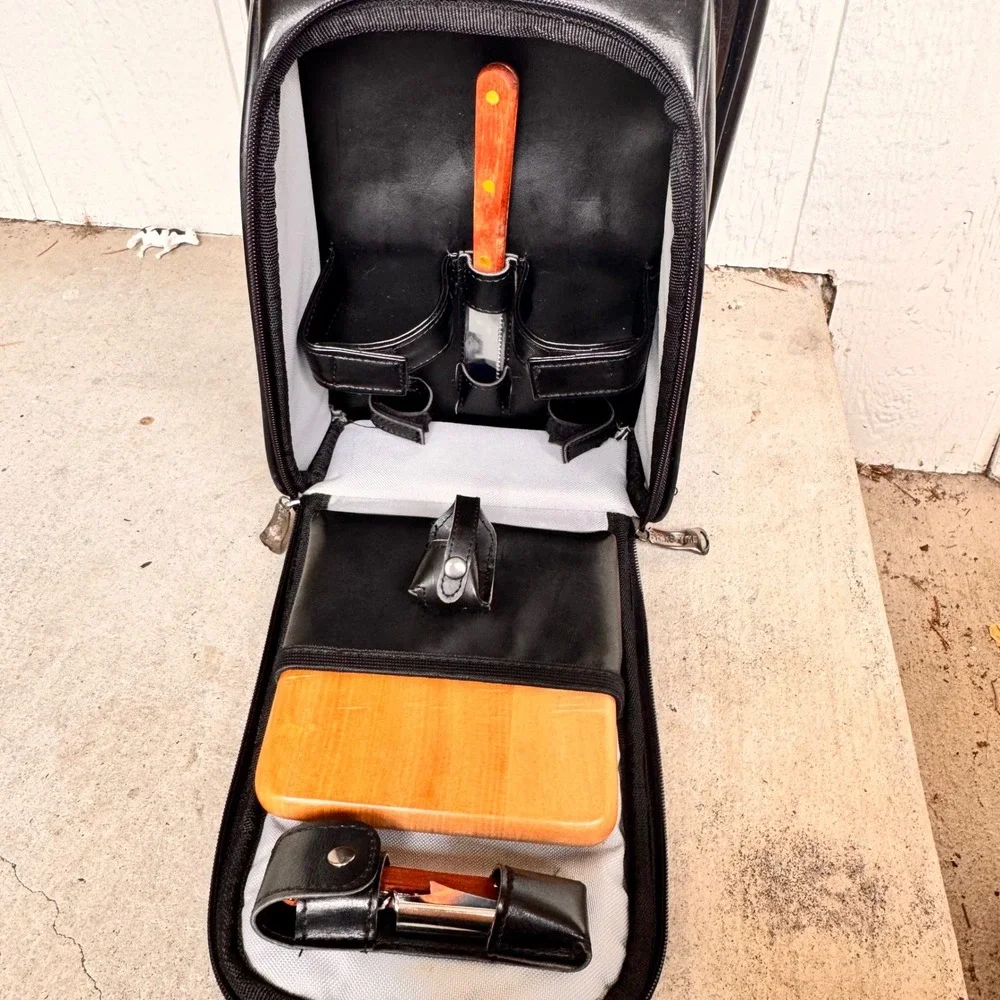 Legacy‎ Picnic Tools Black Faux Leather Insulated Carry Bag w/ Cheese Board Y2K